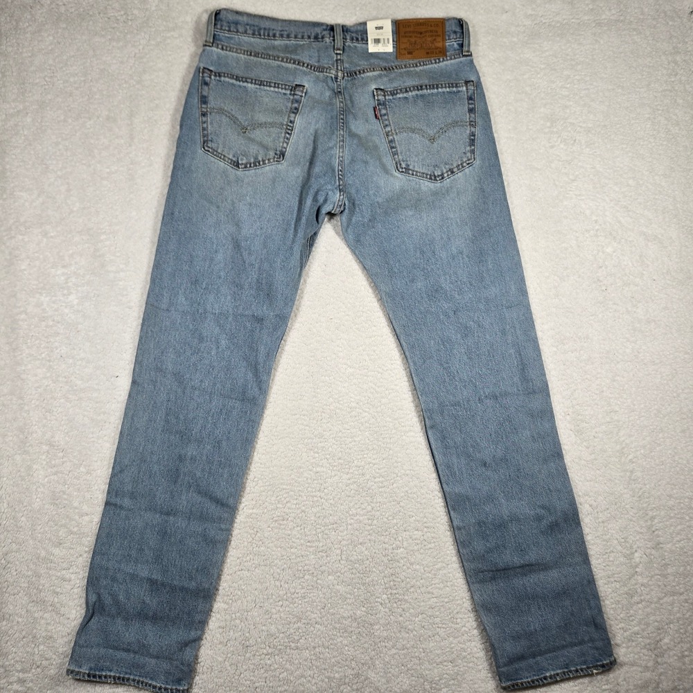 Levis 502 Taper Selvedge Denim Jeans Mens 33x34 Light Wash Cotton Hemp - Picture 7 of 9